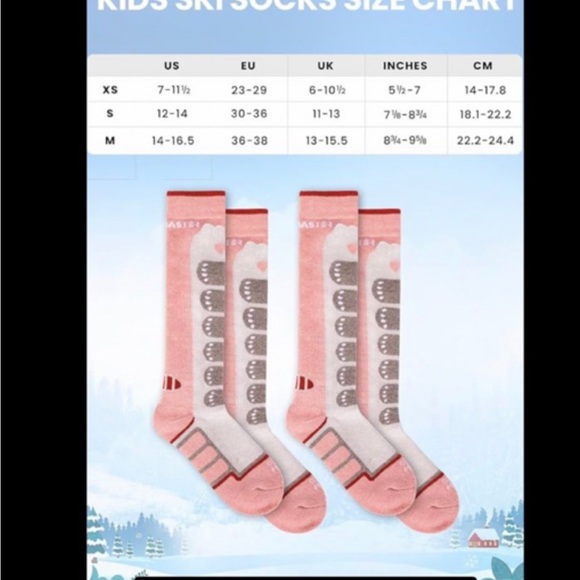 •New OutdoorMaster Kids Ski Socks 2 pack Size Small Pink and Gray Merino Wool - Picture 5 of 5